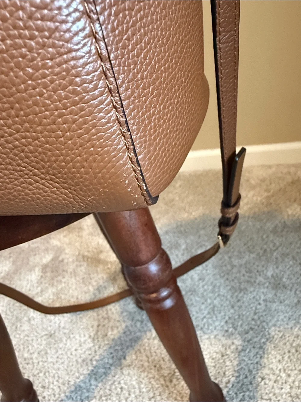 Michael Kors Cognac Pebbled Leather Satchel with Gold Accent